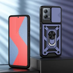 Shockproof Armor Phone Case with Slide Camera Lens Protection Ring - MOTO G13 (Navy Blue)