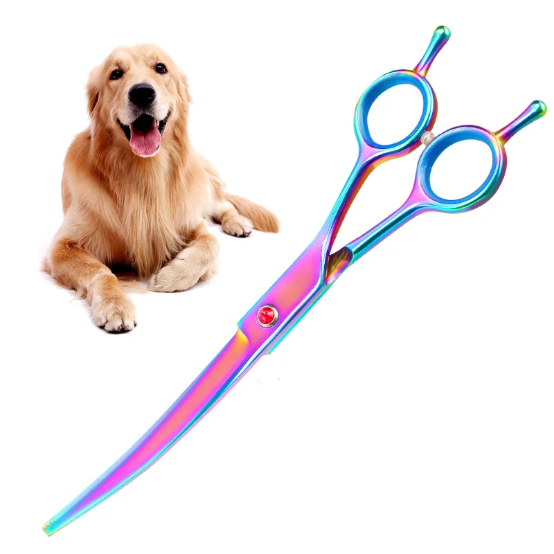 7.5inch Up Curved Pet Grooming Scissors Right and Left Hand Dog Grooming Hair Shears Professional Hairdressing Scissors