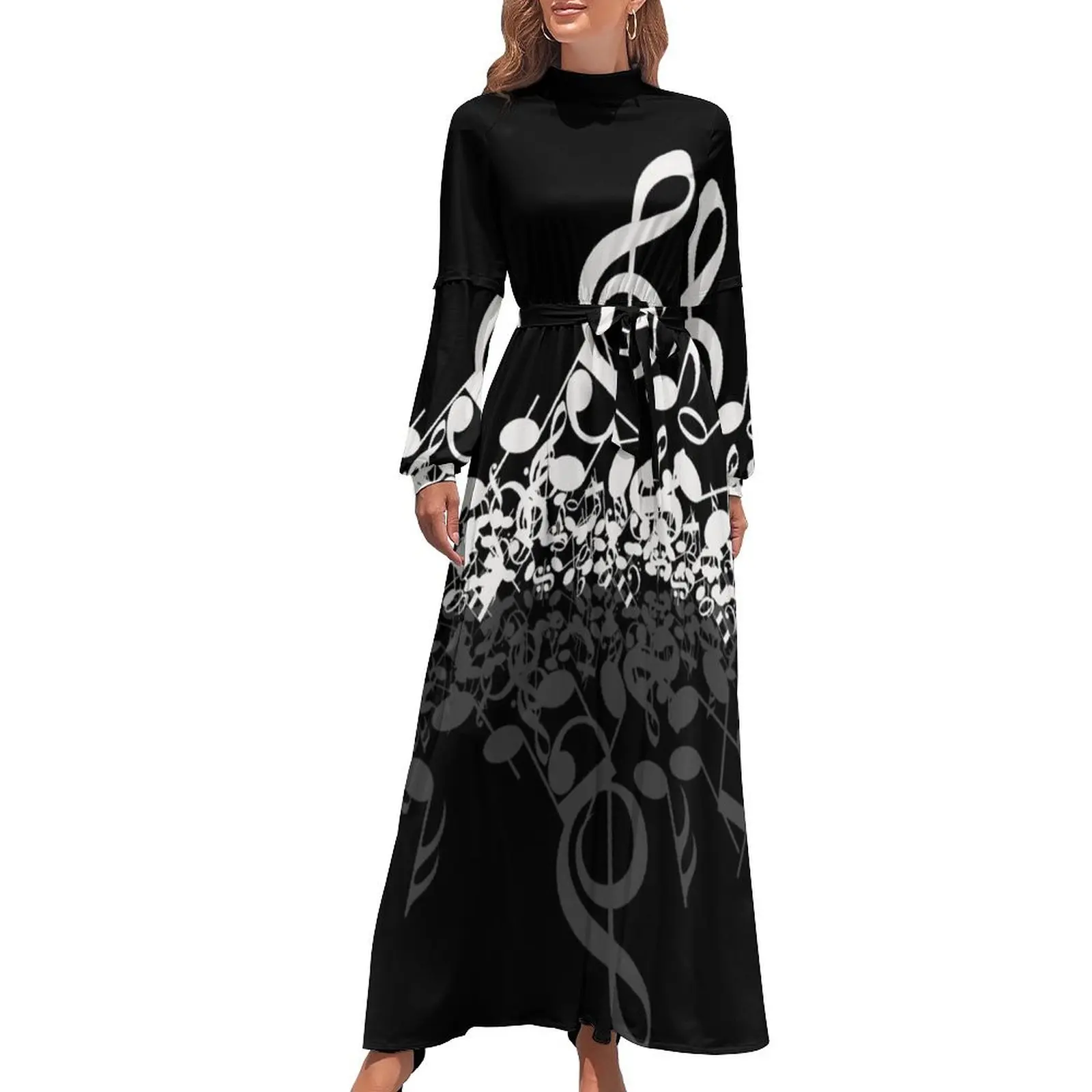 thumbnail image 1 of Notas Musicales Vestido Largo vestido de lujo vestidos para eventos especiales vestido mujer verano Vestido Largo mujer, 1 of 5