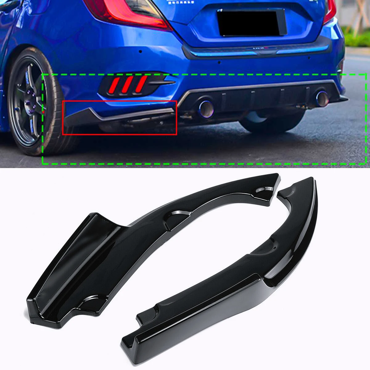 

Сплиттер для заднего бампера, Нижний Бампер, боковые спойлеры, передняя защита угловой крышки для Honda Civic 2016-2021, автомобильные аксессуары, 2 шт.