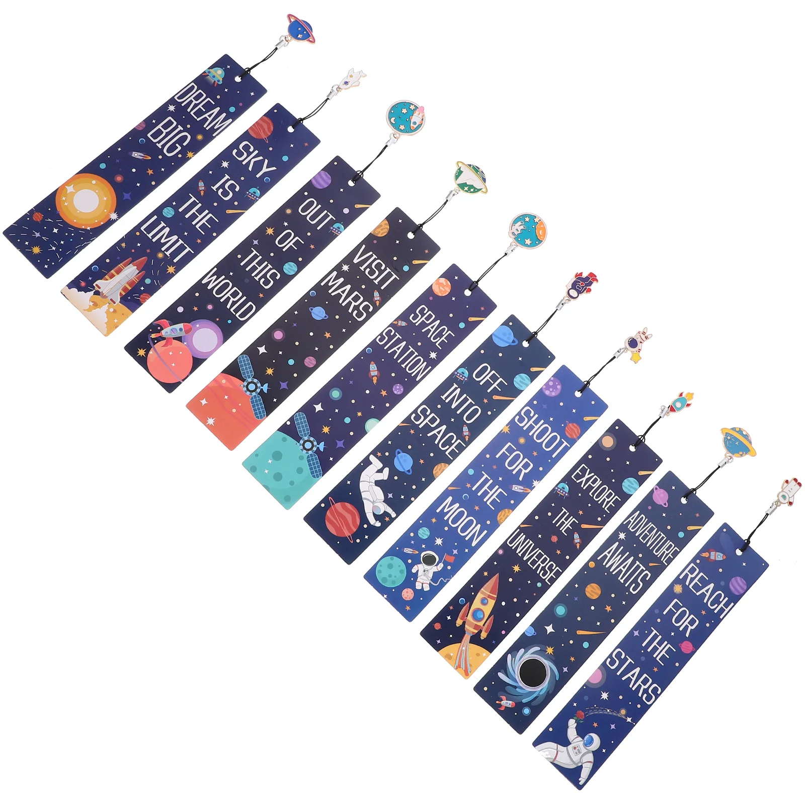 

10 Pcs Bookmarks Space Cool for Men Party Decorations Set Kids Bulk Gifts Theme Favors Child