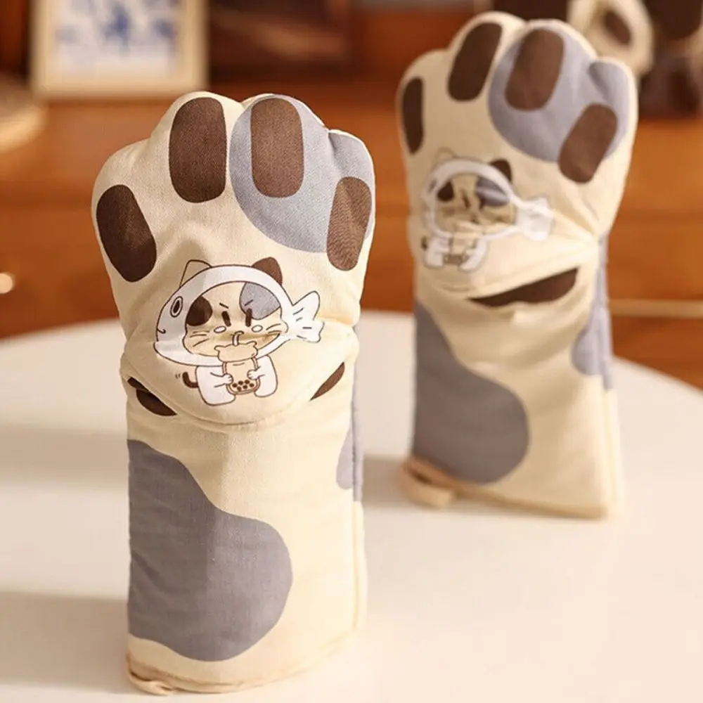 Cute Cat Paws Oven Mitts Cat Claw Baking Oven Gloves Anti-scald Microwave Insulated Gloves