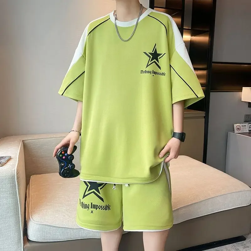 T-shirts Shorts Suits For Men Khaki Tracksuit Sweatshirts Man Sets - Main Image