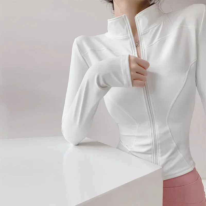 SOLY HUX Women's Lightweight Zip Crop Jacket - Athletic Long Sleeve For Yoga & Running