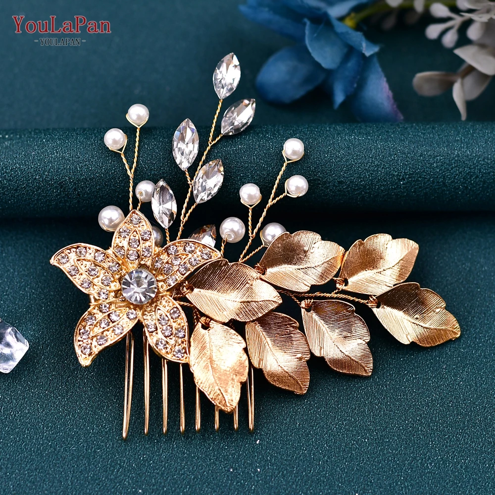 YouLaPan HP359 Crystal Bride Wedding Hair Comb Hair Accessories Alloy Flower Bridal Comb for Women Girls Clips Headdresses