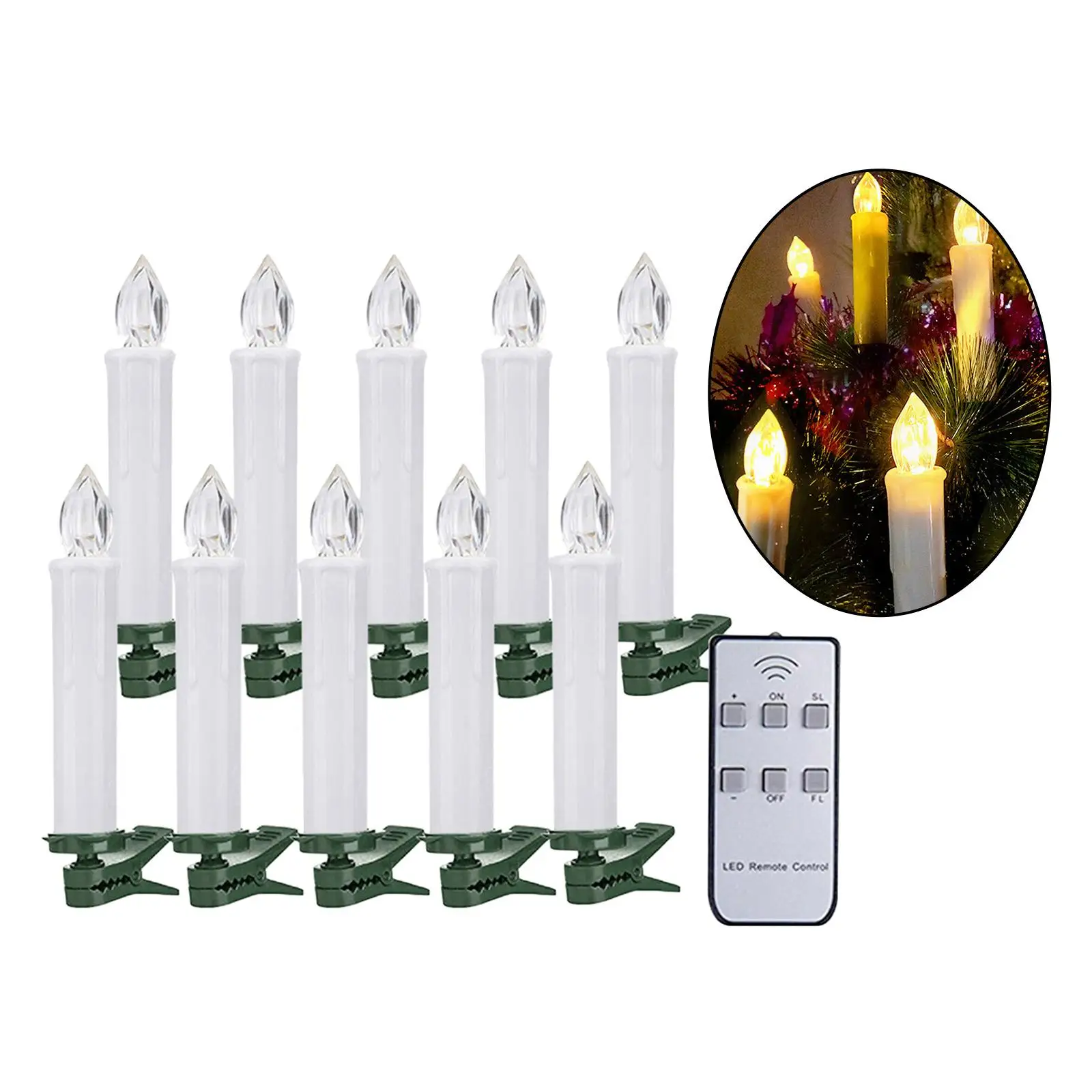 Hoolees' LED Christmas Tree Candles,battery Powered,wireless,flameless,flickering,removable  Clips-on,remote Control,for Tree,wreath Decors 