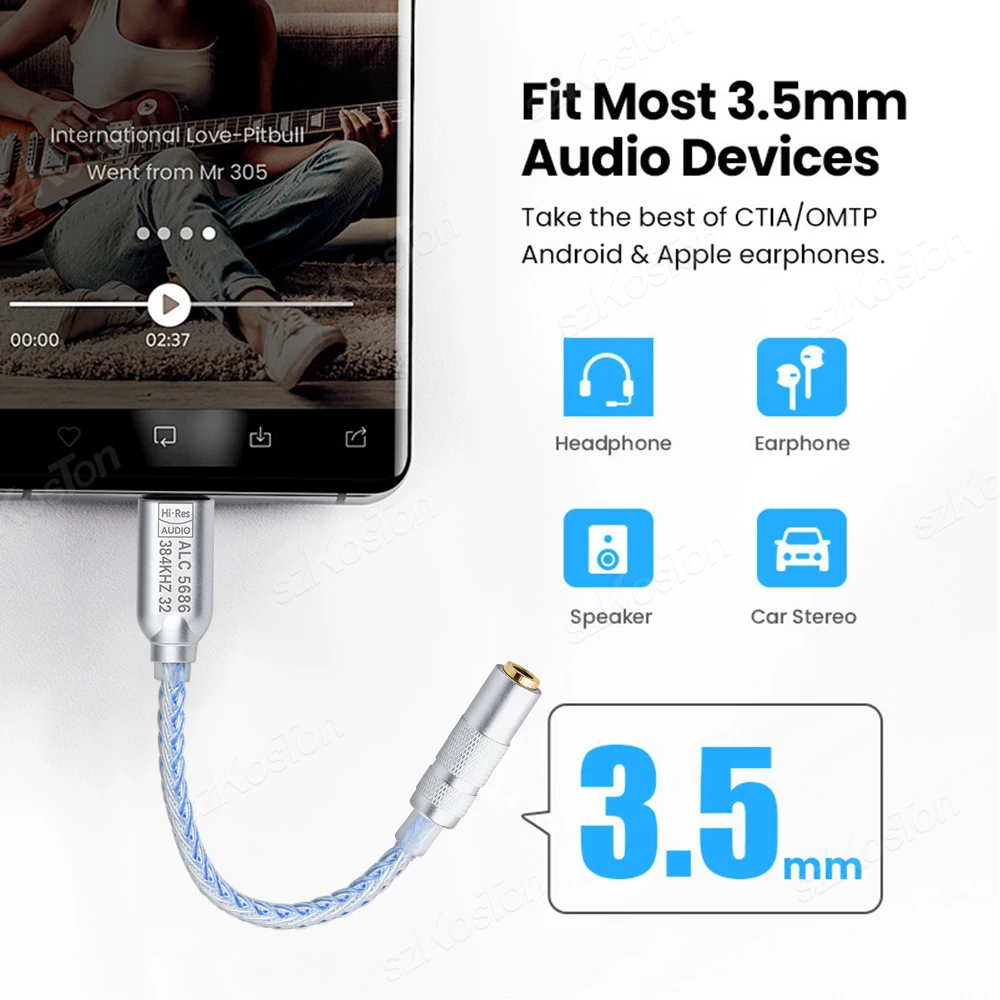 รูปสินค้า สายแปลงเสียง Type-C เป็น 3.5 มม. คุณภาพ HiFi