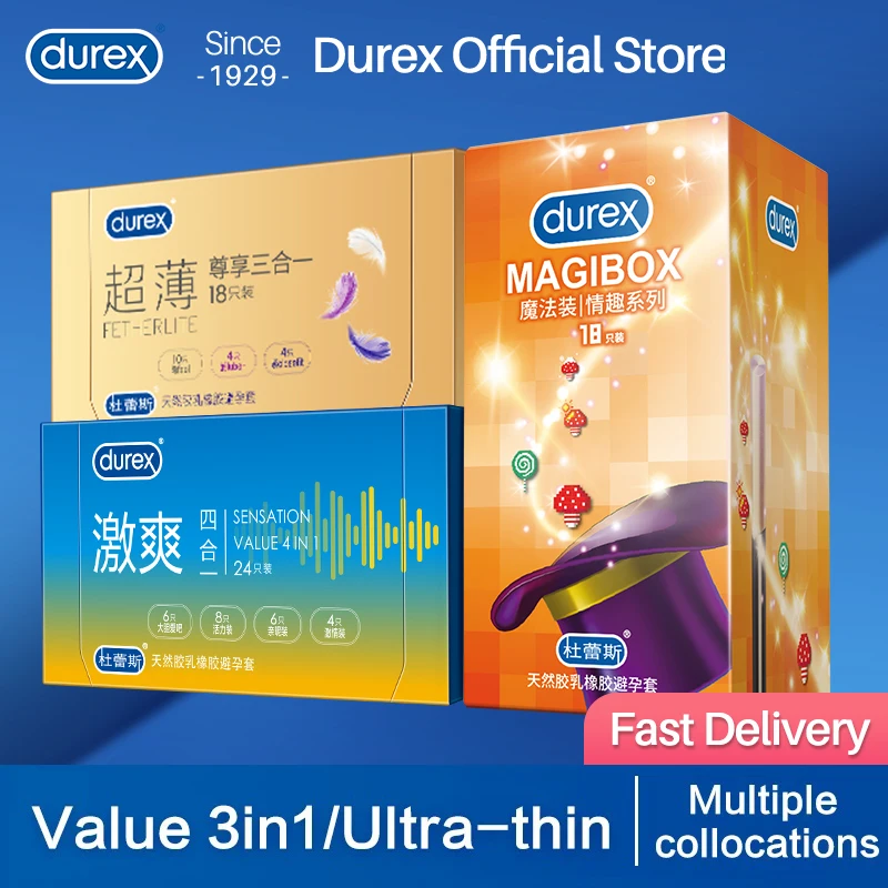 Durex Condoms Close Fit Extra Lubricanted Natural Latex Tight Ultra Thin Penis Sleeve Adult Sex Products for Man