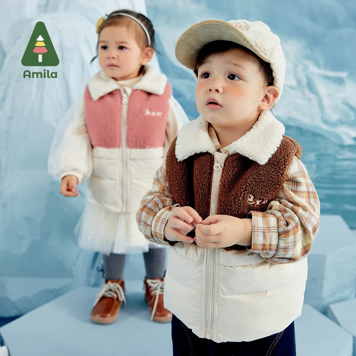 Baby Waistcoat Winter Boys and Girls Cartoon Bear Fashion