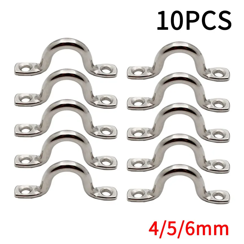 10PCS 4mm 5mm 6mm Stainless Steel Pad Eye Strap for Boat Door Handle Pull Door Hardware Knob Handle Boat Yacht Ship Doorknob