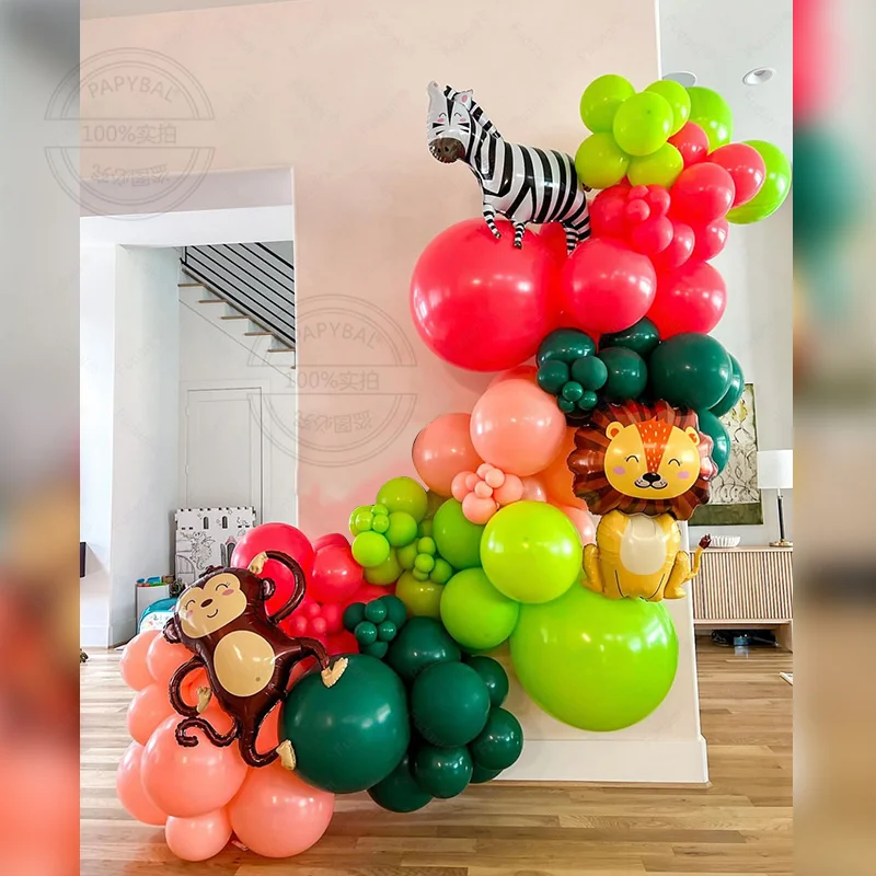 

138pcs Summer Animal Theme Balloon Arch Set Pink Green Latex Balloons for Children Adult Wedding Birthday Party Decorations