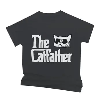 Men's Vintage The Catfather Print T-shirts Round Neck Short Sleeved Homme Camiseta Fashion Casual Cat Dad Tshirts Gifts For Male 12