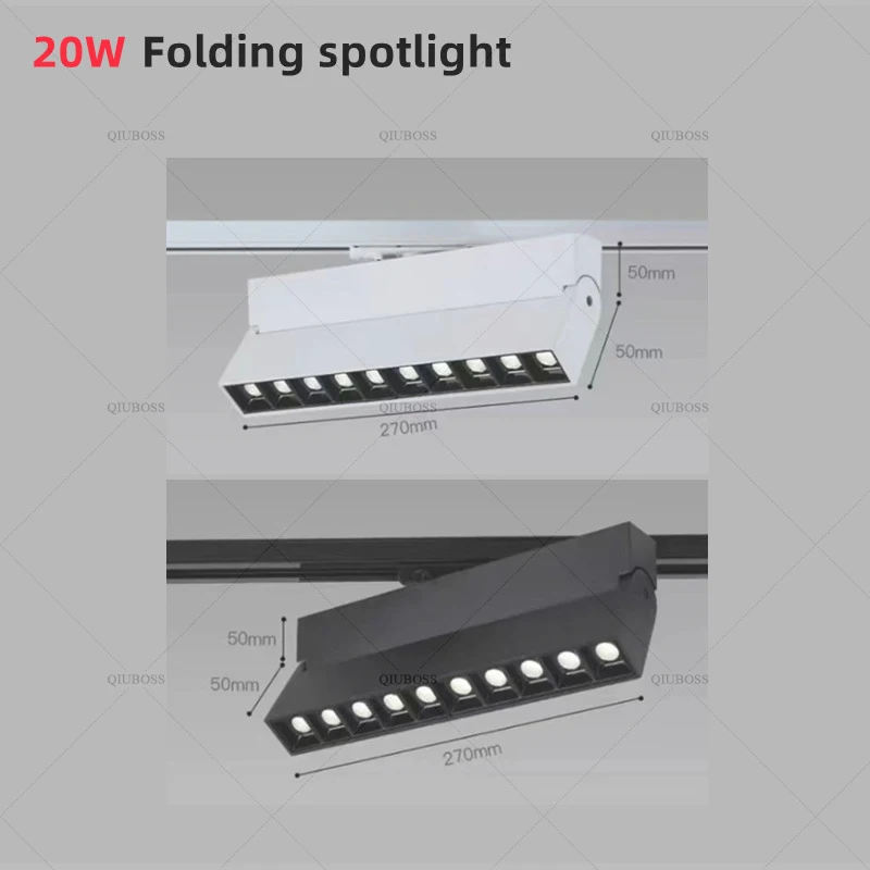thumbnail image 1 of Foco LED para riel, reflector LED regulable, CA 90-260 V, COB, luz lineal, rejilla, lámpara de riel de 10 W, 20 W, 30 W, 40 W para iluminación interior, 1 of 5