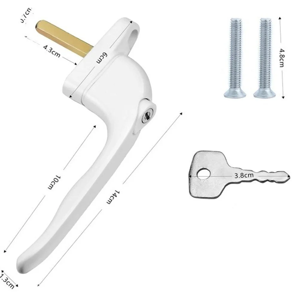 10 PACK UPVC White Window Handle Universal Espag Key Locking For Double Glazing Windows Handle Door Turning Handle