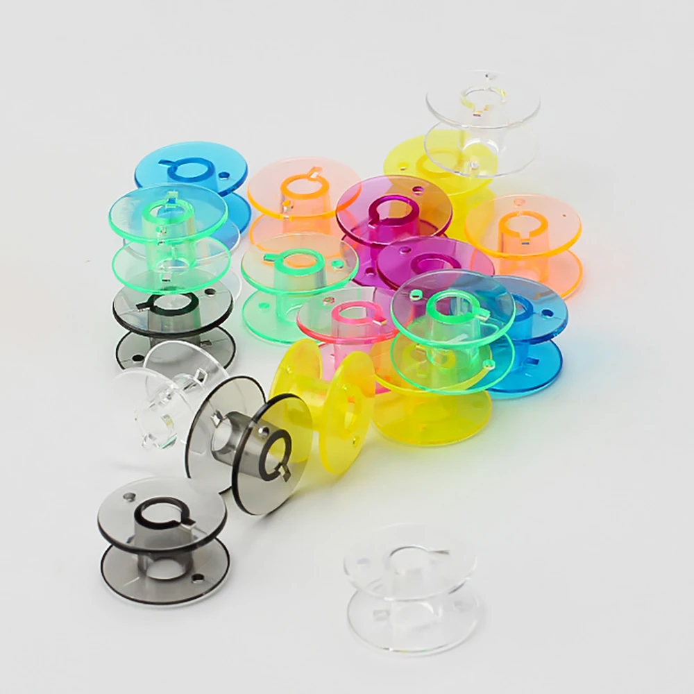 Chainho,Plastic Sewing Machine Bobbins Spools,Without Thread,DIY Sewing Tools Accessories,1Pack=15 Pieces,9 Color Available,SX03
