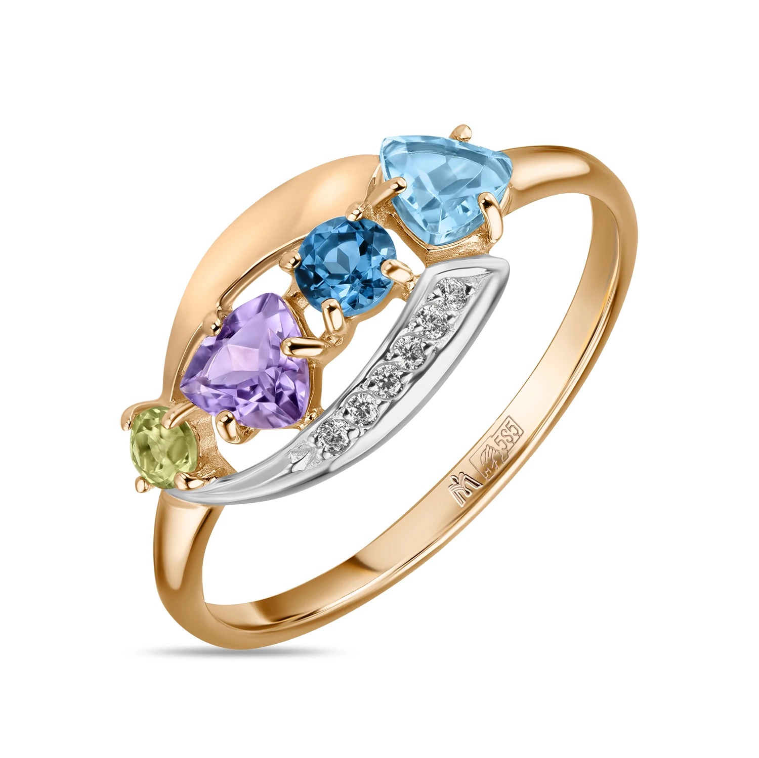 Золотое кольцо c аметистом 585 пробы MIUZ Diamonds (Московский ювелирный завод) |