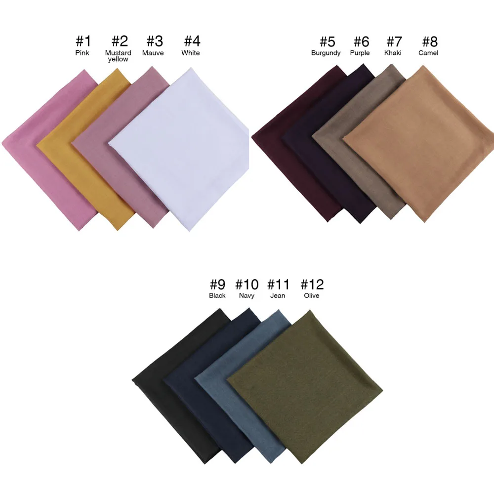 New 110*110cm Cotton Square Scarf Women Muslim Hijab Shawl Headscarf Solid Headband Islam Turban Bandana Bufandas Foulard Femme
