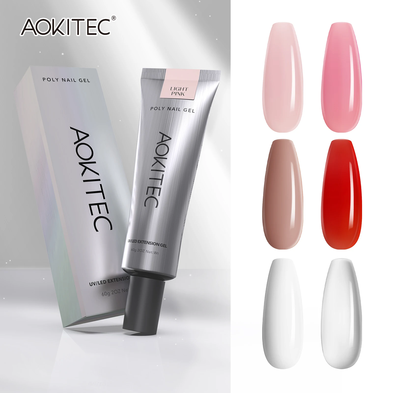 Aokitec 2Oz/60G Poly Gel Per Unghie Per Extension Art Design Nail Extend Cured Uv/Led Extension Gel