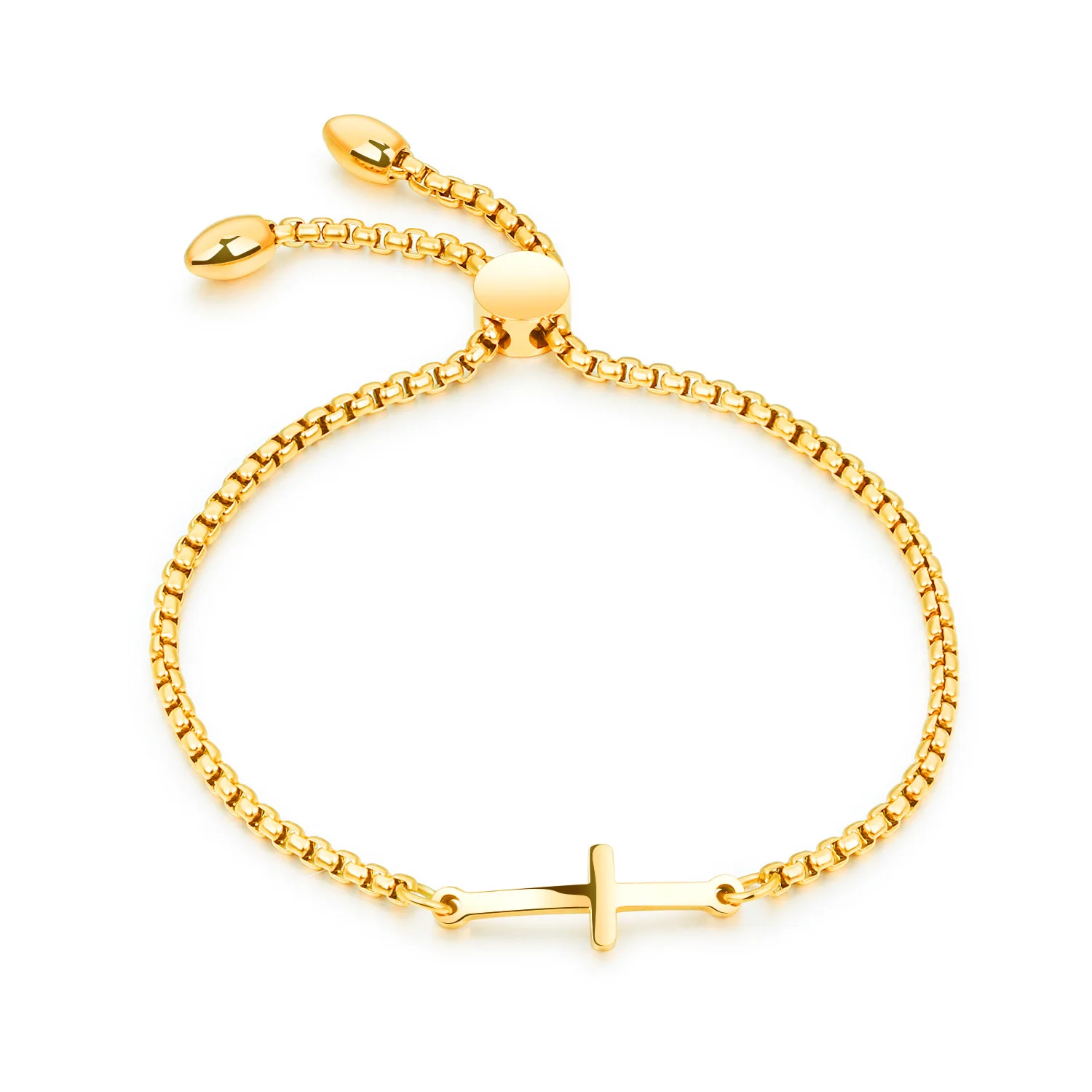 

PC8 Chain Link Cross Bracelet Stainless Steel Women's Adjustable Link Stacked Layered Chain Bracelets