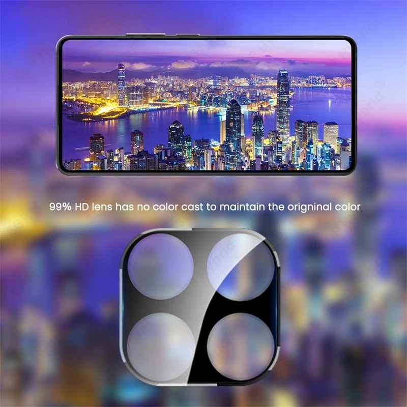 Black 3D Tempered Glass Curved Camera Lens Protectors (3-Pack)