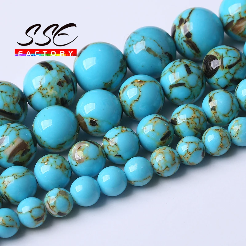 4/6/8/10/12mm Natural Stone Shell Turquoise Beads Round Loose Spacer Beads  For Jewelry Making DIY Charms Bracelets Accessories - AliExpress