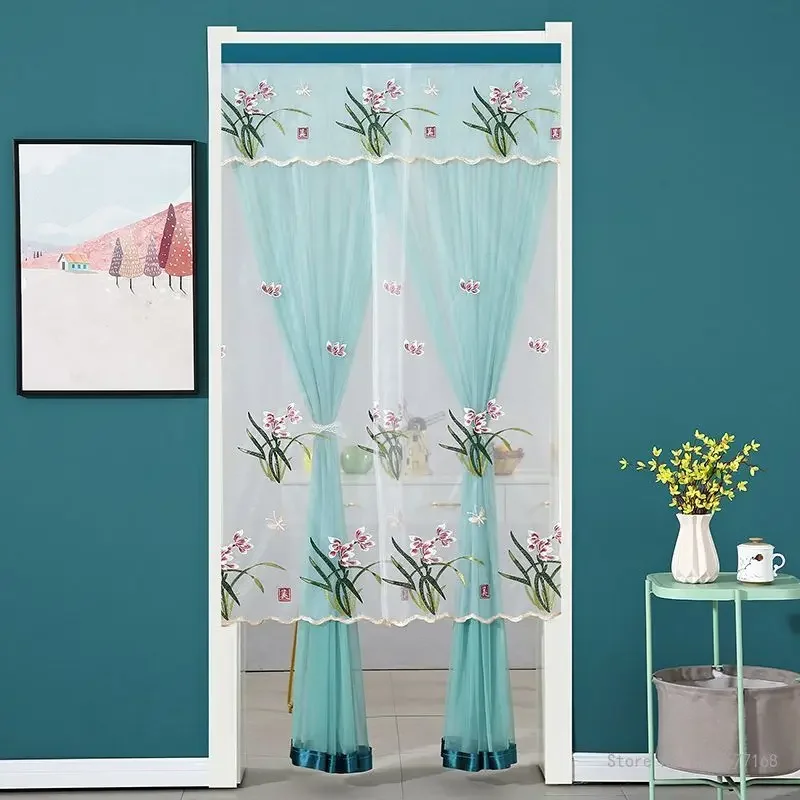 Anti-Mosquito and Insect-proof Door Curtain, Lace Partition Curtain, Anti-fly, Kitchen and Bedroom Decor, Free Punch Home Summer