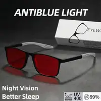Lunettes anti-lumière bleue, verres teintés rouge, pour un meilleur sommeil, prévention de la fatigue oculaire, hommes et femmes, TR90, vision nocturne pour le travail et la conduite 1