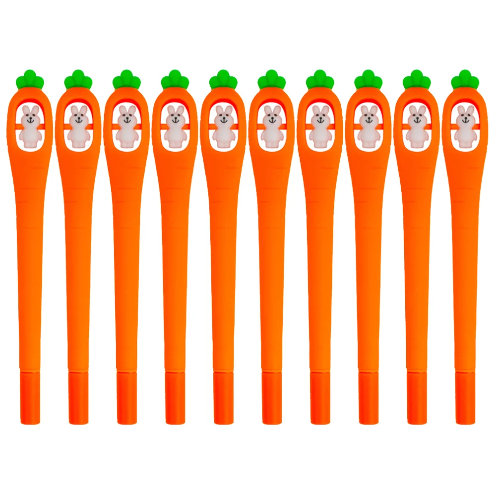 

10pcs Cartoon Writing Pens Adorable Carrot Pen Premium Silicone Gel Pen for Studying