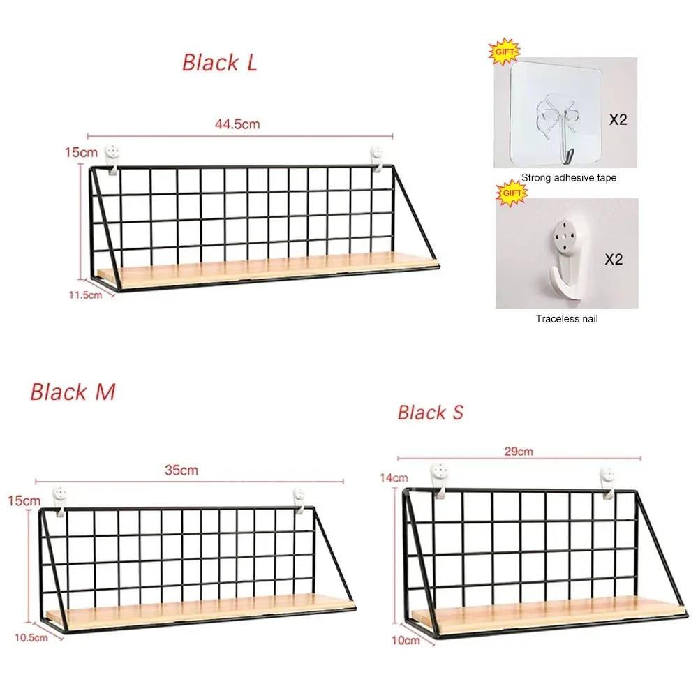 Wall Mounted Shelves Without Drilling Wood Hanging Shelf For Living Room Bedroom Storage Basket Wall Decoration Rack Organizers 6