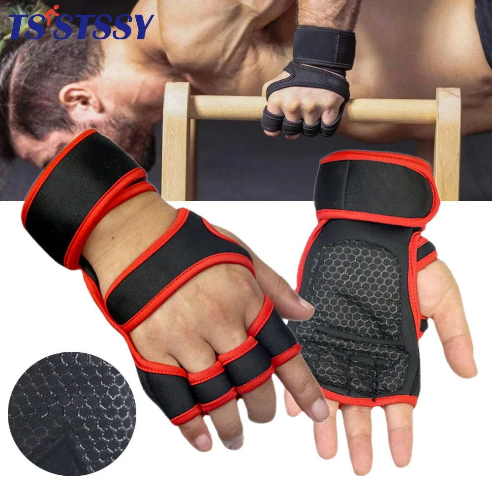 

1Pair Sport Non-slip Half Finger Training Gloves Women Men Fitness Body Building Gymnastics Grips Gym Hand Palm Protector Gloves