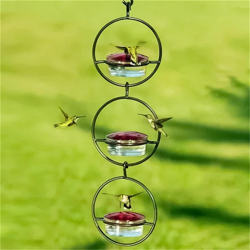 Hanging Hummingbird Feeder Outdoor With Red Glass Bowl Attract Birds For Outside Garden Backyard Patio Deck bird feeder parrot feeder