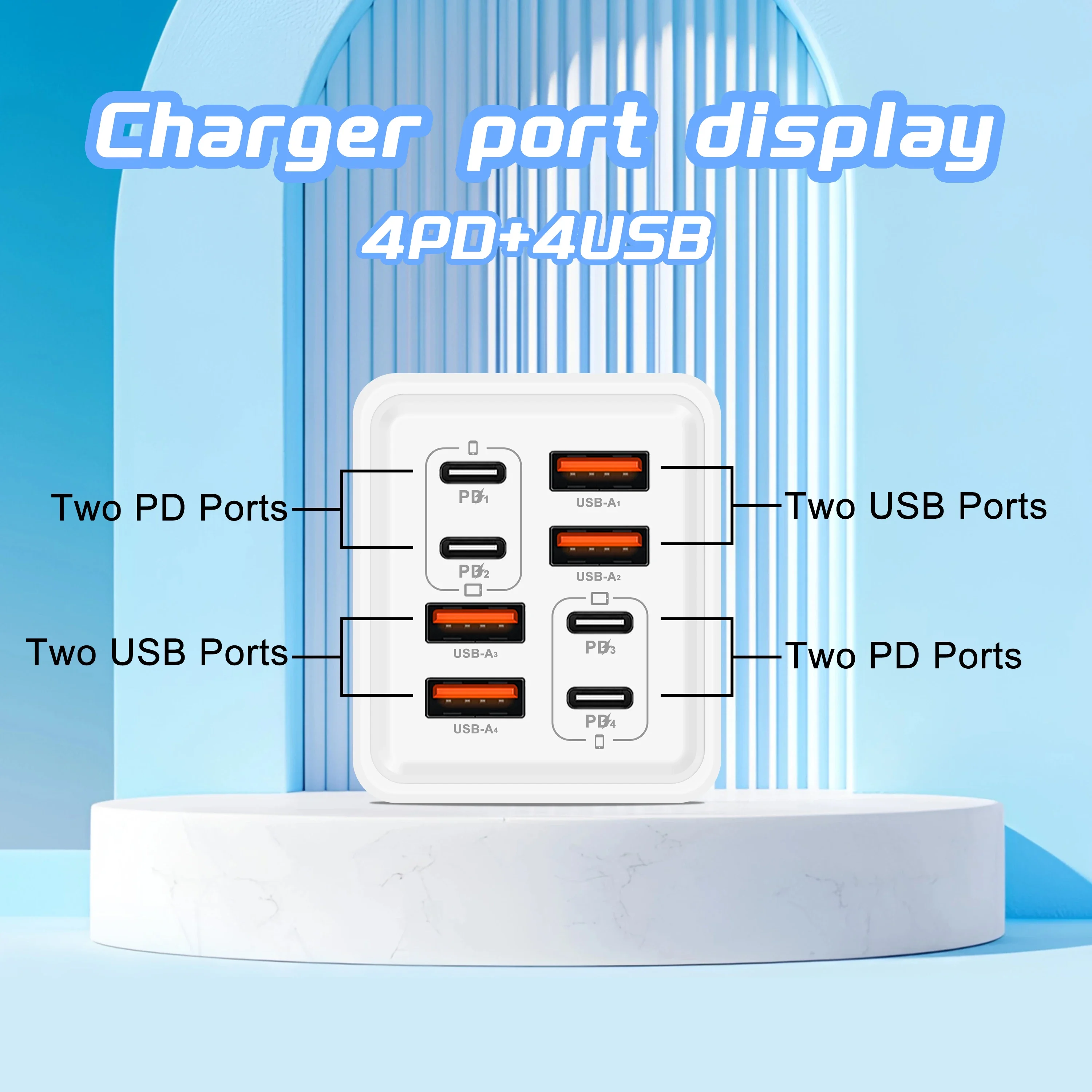 Chargeur USB C GaN 240W 8 en 1, charge rapide, adaptateur secteur Type C, prise EU/US, pour iPhone, Xiaomi, Samsung