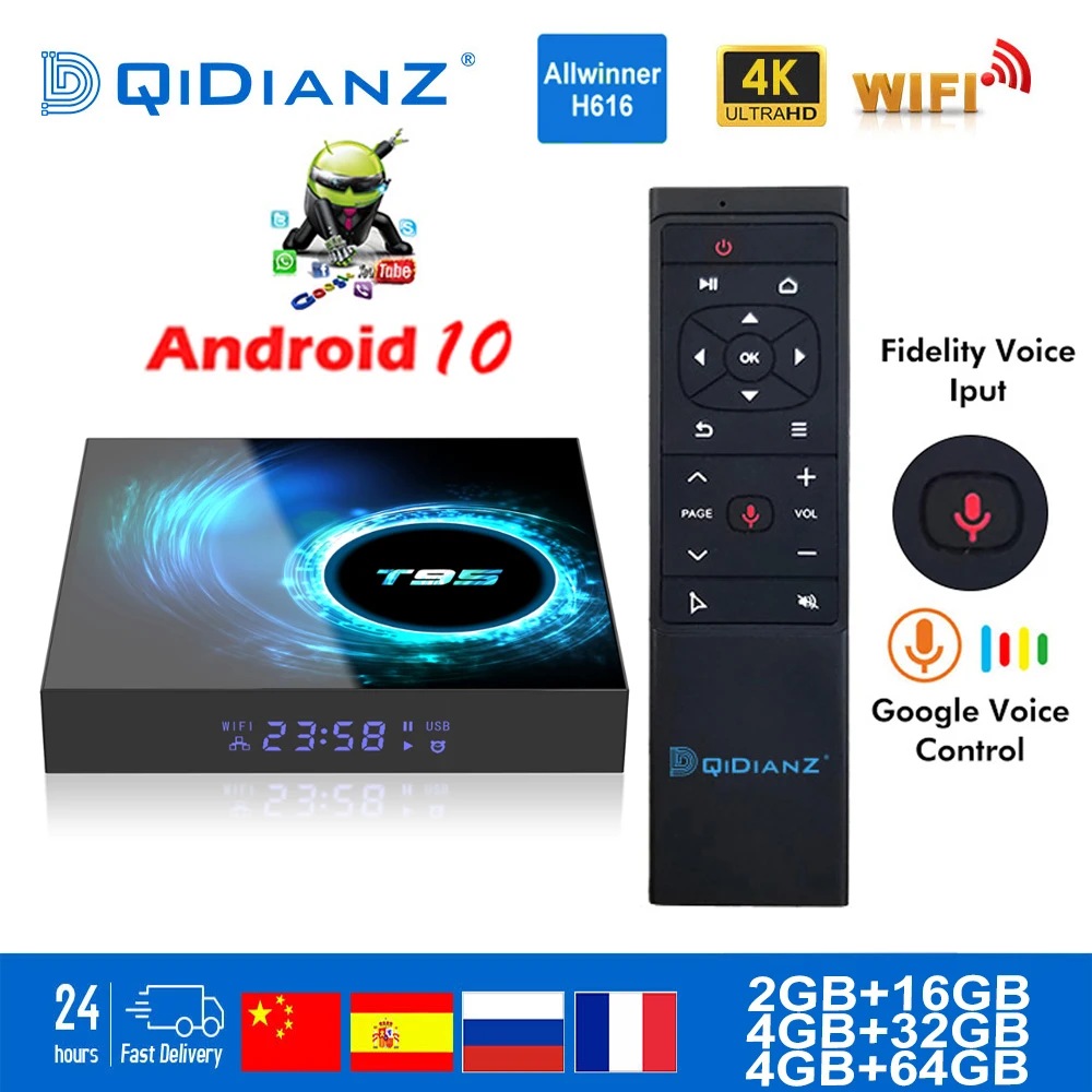 Smart TV BOX T95 Android 10 6K H616 Quad Core Media player Play Store