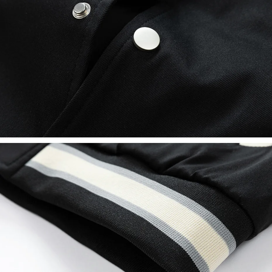 Black Baseball Jacket Men Plus Size 10XL Bomber Jackets Coats Fashion Casual Patchwork Jacket Male Big Size 10XL Outerwear 6
