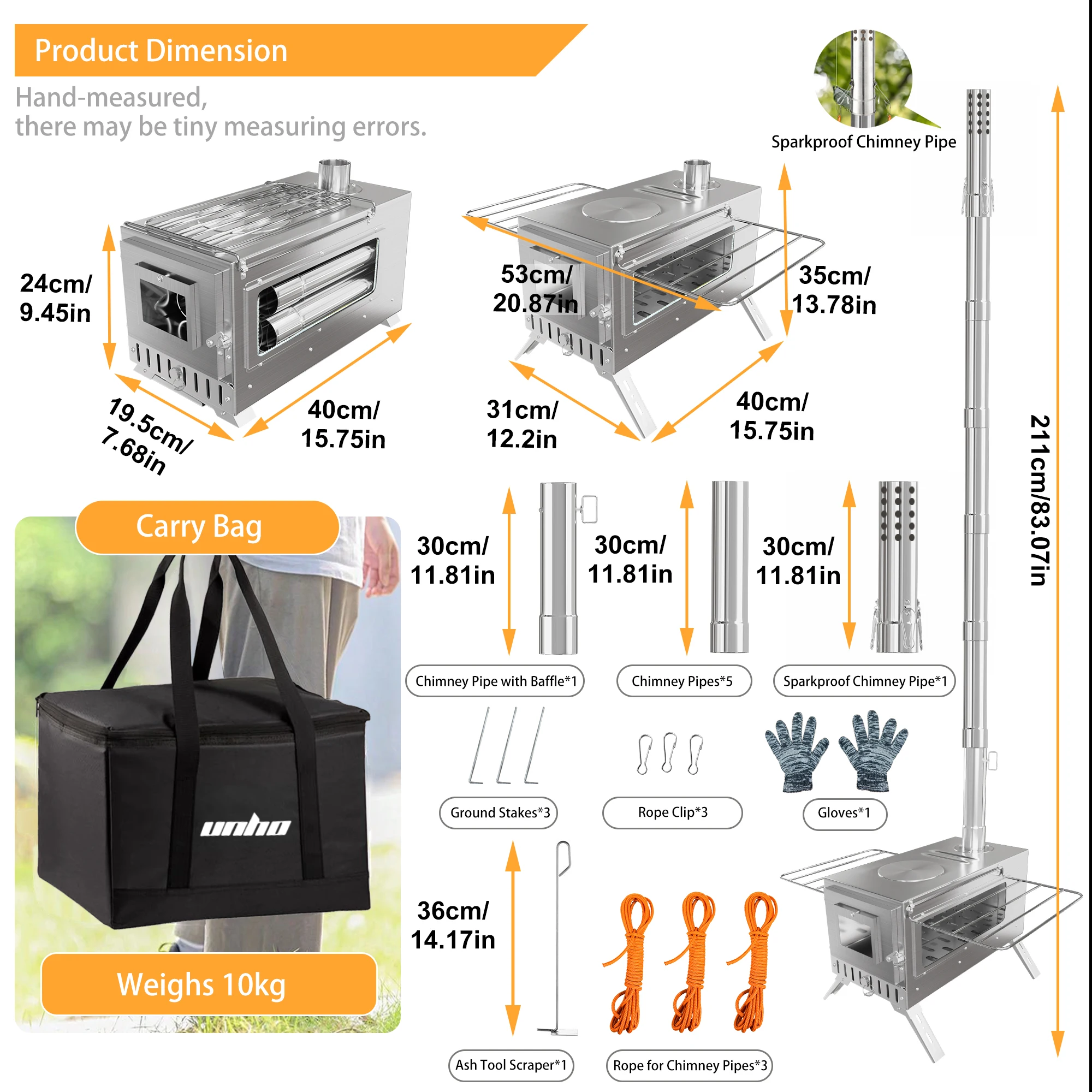 Portable Camping Tent Wood Stove 4