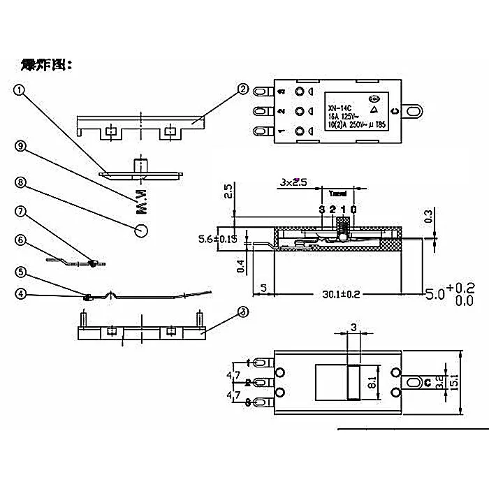 Original switch XN-14C Blower switch blower Toggle XN-14B Four legs and three gears