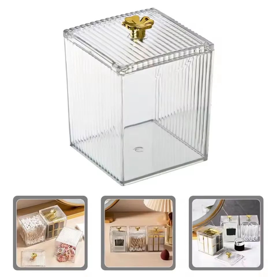 Makeup Cotton Swab Storage Box Makeup Remover Cotton Toothpick Line Cosmetic Box Desktop Beauty Egg Acrylic Storage Box 2