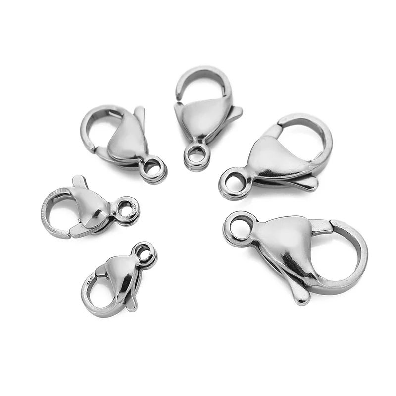 50pcs Stainless Steel Lobster Clasps Hooks for Necklace Bracelet Chains DIY Jewelry