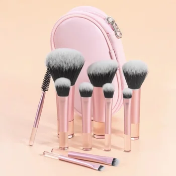 Set di mini pennelli per trucco da 10 pezzi per il viso Pennello per trucco portatile da viaggio disponibile in più colori