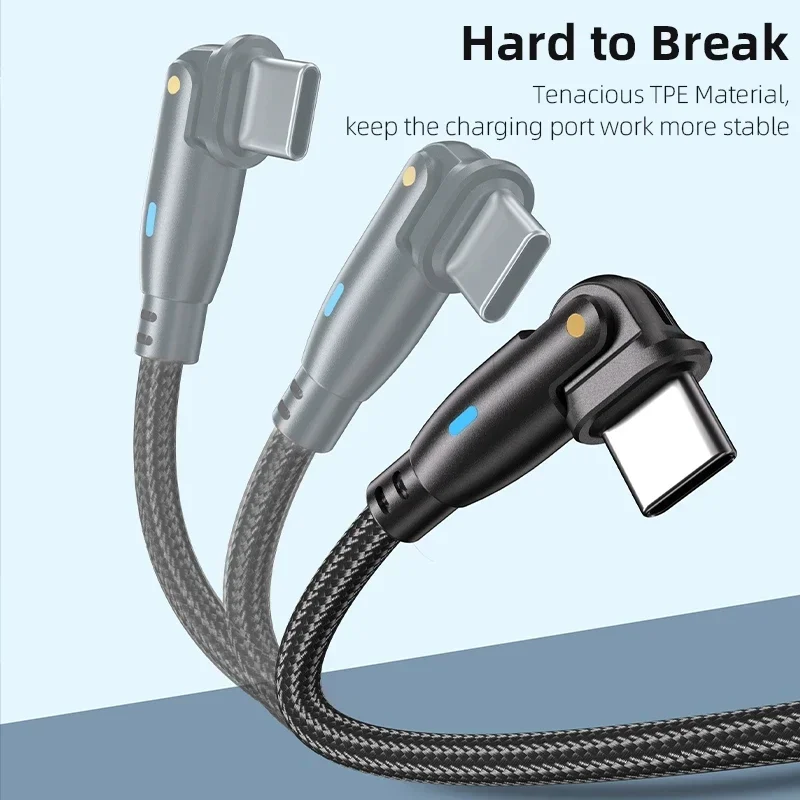 1M/1.8M 180-Degree Rotation Elbow 5A Type C To USB C Cable PD Fast Charging Data Cables 100W USB C Data Cords Black/Red/Green