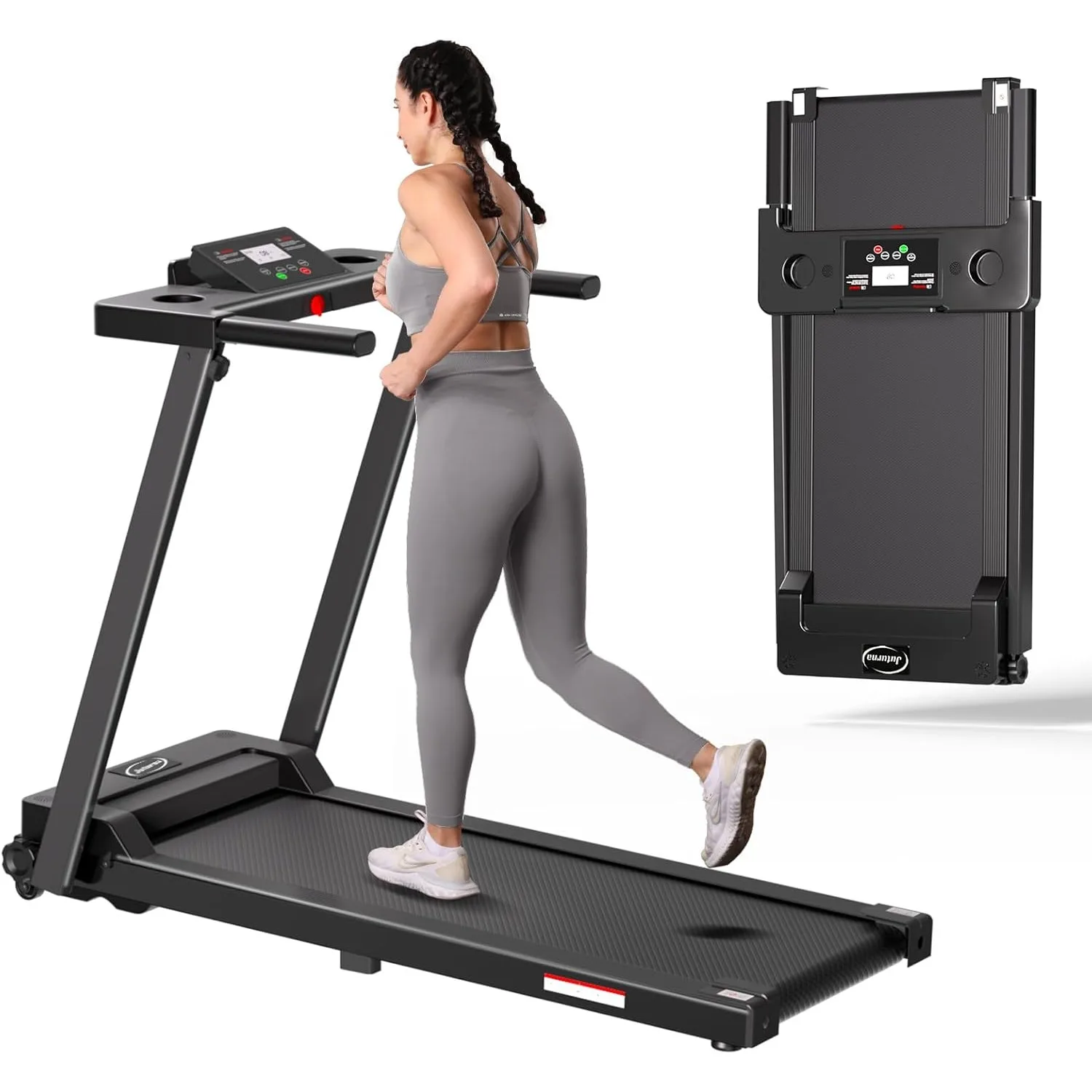 Treadmills for Home, Portable Foldable Treadmills for Home w/ 300 LBS Capacity & LED Display, 3.0 HP Walking Pad with Handle Bar