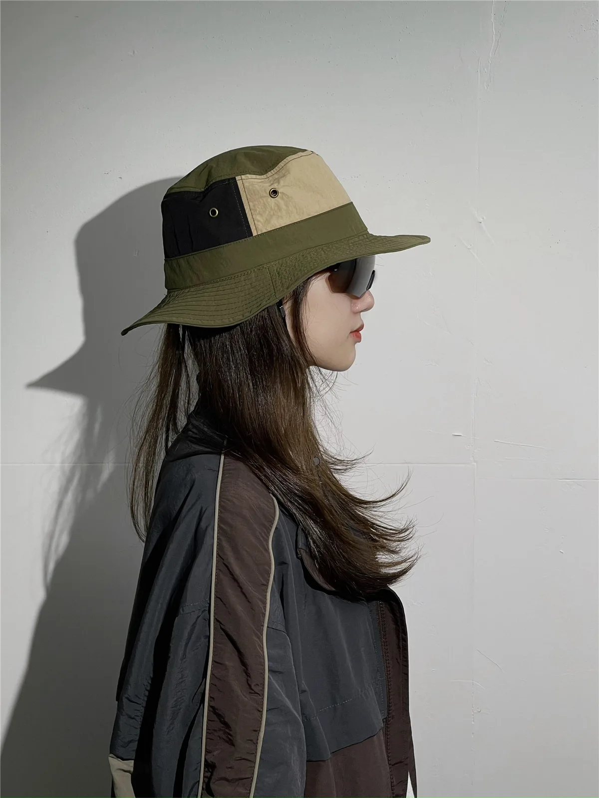 Women Men Japanese Camping Color Block Fisherman Hat Summer Outdoor Windproof Cap Bucket Hats_voghion.com