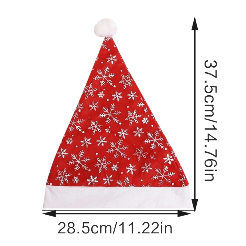 GJ Carnival Gild Snowflake Pattern Santa Beanie Red Color Adult Warm Christmas Hat for Adult Teens Unisex Christmas Gift