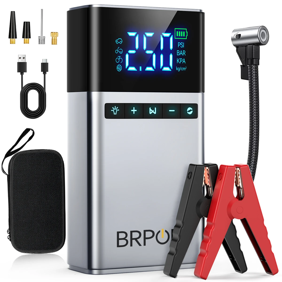 Portable Car Starter with Air Compressor 150 PSI 7500A Starter 12V Car Battery Box Battery Jumper with LCD car jump starter jump starter