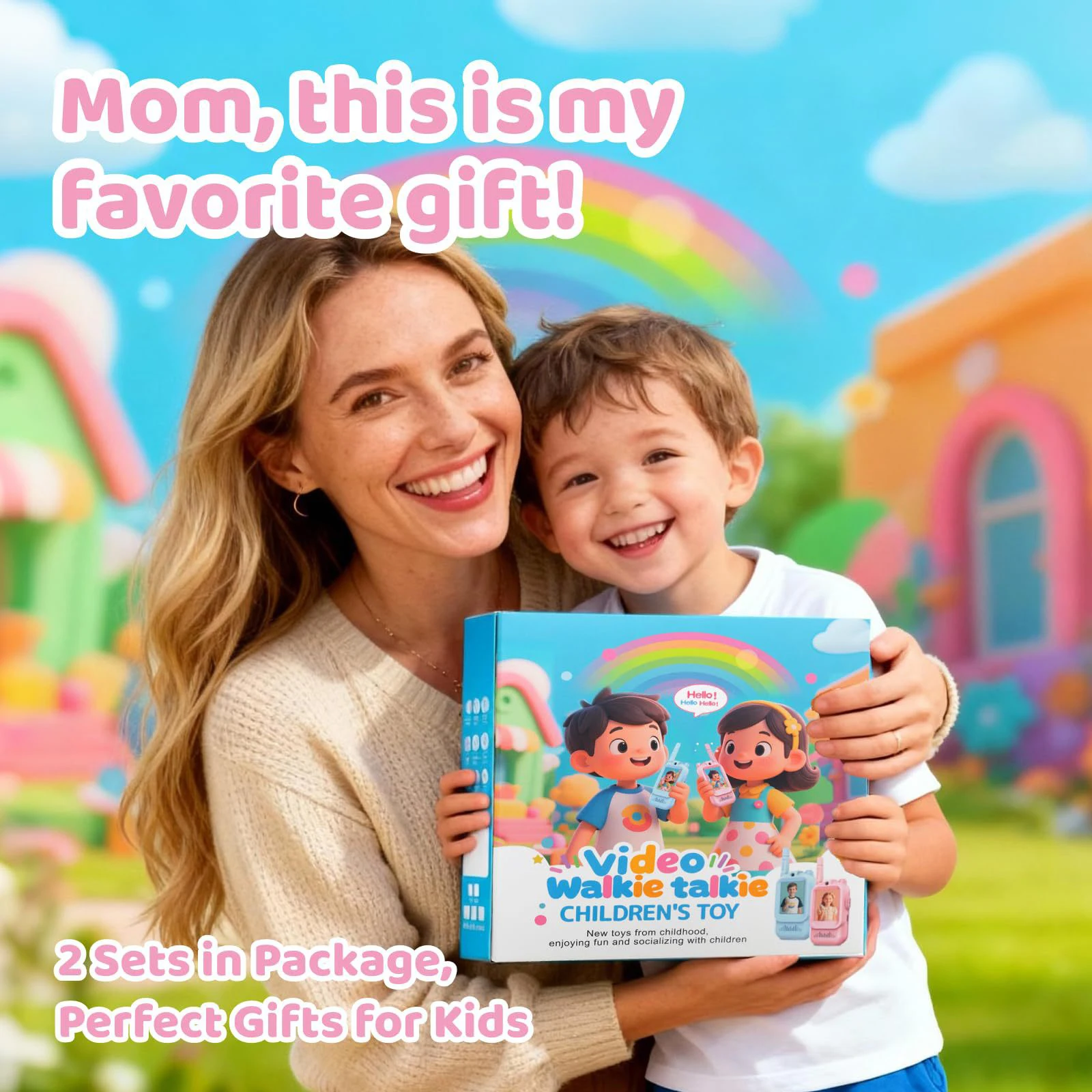 2 Pack Kids Video Walkie Talkies Toys with HD Camera & 3 Voice Changer Rechargeable Interphone Toy for Boys Girl Indoor Play Use