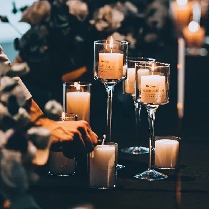 Romantic Glass Candle Holders Simple Wedding Decorations Elegant Ideal Dinner Candle Holders Bar Cup Party Table Candlesticks - Image 5