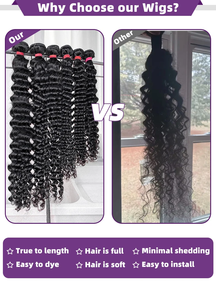 30 34 Inch Deep Wave Human Hair Bundles Curly Hair Burmese Weaving Raw Unprocessed Tissage Double Weft Virgin Hair Extensions 5
