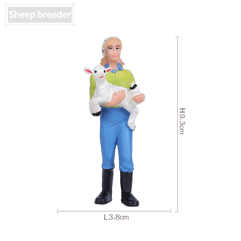 Hand-Painted Farmer & Farm Animal Figurines