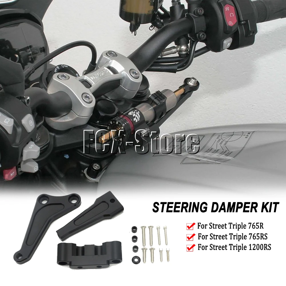 

New For Street Triple 1200RS 1200 RS Motorcycle Steering Damper Stabilizer Bracket Mounting Kit For STREET TRIPLE 765RS 765R