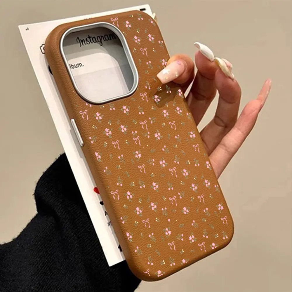 Chic Pink Bow Floral Pattern Shockproof Phone Case - Soft Cover
